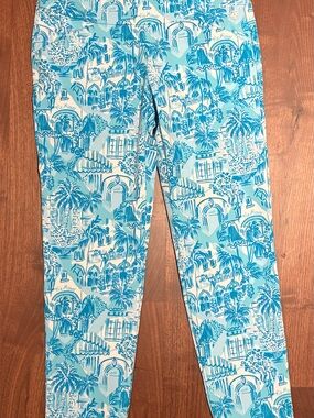 Lilly Pulitzer Light and Bright Aqua Palm Print Leggings